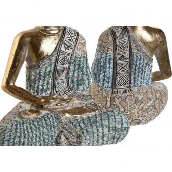 Figura Decorativa Buda Turquesa Oriental Decapé DKD Home Decor 23 x 13 x 34 cm (2 Unidades)