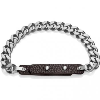 Pulsera de hombre Viceroy Beat en acero inoxidable con cierre de piel marrón