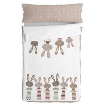 Saco Nórdico Multicolor Rabbit Family 100% Algodón 105x200 cm Sin Relleno Calidad 150 TC
