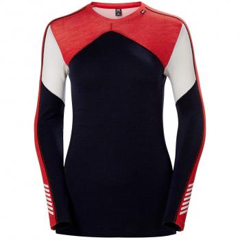 Helly Hansen LIFA Merino Crew Thermal Baselayer Camiseta Deportiva Manga Larga, Mujer, Navy, L