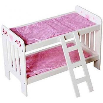 DON DINO- Litera de Juguete para Casas de muñecas. Color Madera Blanca, con escaleras. Medidas 5x29,8x38cm. Ideal para niños Mayores de 3 años.
