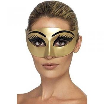 Smiffy's-44277 Antifaz de Cleopatra Malvada, Dorado, Color Oro, No es Applicable