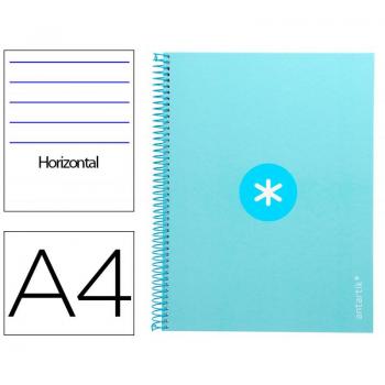 Cuaderno espiral Liderpapel Antartik A4 microperforado tapa forrada 80 hojas 90g/m² rayado horizontal con margen 1 banda de color 4 taladros cele