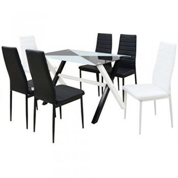 vidaXL 7 uds. Mesa y Sillas de Comedor Cuero sintético