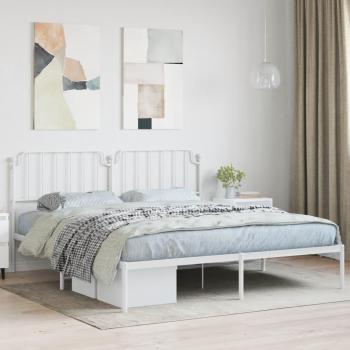 Cama de metal blanca con cabecero redondo 180x200 cm
