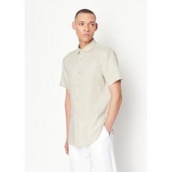 Armani Exchange Beige Short Sleeve Shirt for Men, Size 2XL