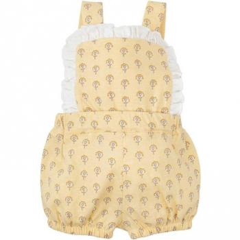 Peto de bebé niña estampado con minivolantes en color amarillo