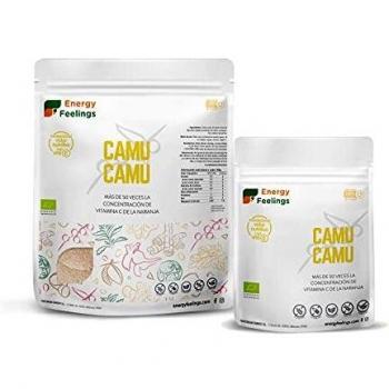 Energy Feelings Camu Camu En Polvo Ecológico | Alta Concentración De Vitamina C Pura | Antioxidantes | Colágeno | Vegano | Sin Gluten | | Camu, 100 Gramo