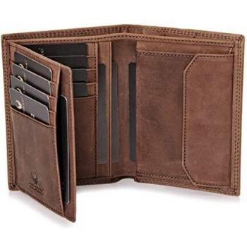 DONBOLSO® Cartera Wien I Billetera Grande de Hombre I Monedero de Cuero con protección RFID I Marrón