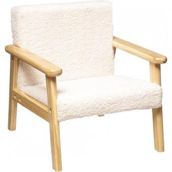 Sillón Infantil de Tela Basile Muebles para Niños y Niñas Color Beige y Roble Claro 43 cm