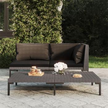 Half-Round Poly Rattan Garden Sofa with Cushions