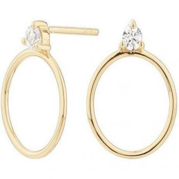 Pendientes de aro Tribeca Itemporality en plata chapada en oro con circonita