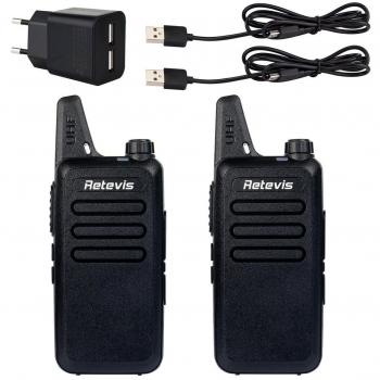 Retevis rt22 walkie talkie uhf de largo alcance potencia de 2w recargable con 16 canales radio con fucin vox y ctcssdcs con antena cortanegroun par