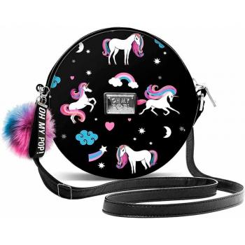 Bolso redondo Oh My Pop Unicorn, Negro