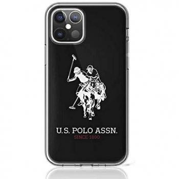 Funda US Polo Brillo Logo Grande para iPhone 12 Mini (5.4) Negra, Resistente a Golpes y Rayones