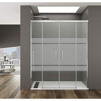 GME Frontal de ducha Basic Spazio Frost 2 fijos + 2 correderas, Decorado: Frost, Medida: 132 - 142 cm