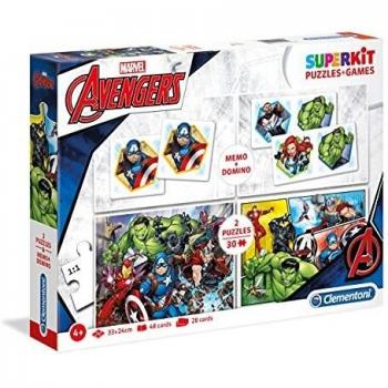 Clementoni SuperKit 2 Puzzles 30, Memo+Domino The Avengers, Color Multicolor.