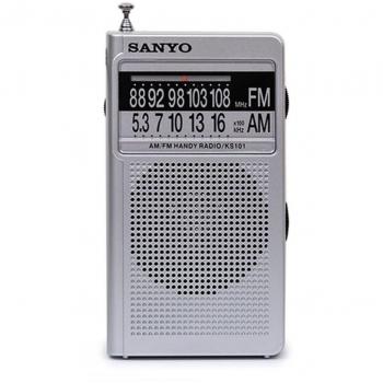 Radio Portátil Sanyo KS101 con Altavoz AM/FM, color Plateado
