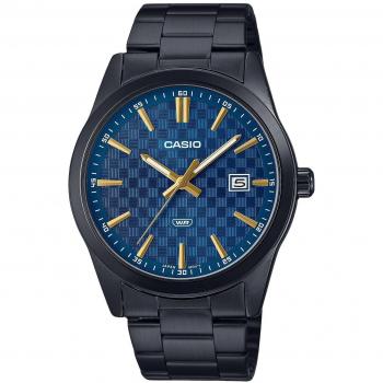 Casio Men's Black Ion Plated Stainless Steel Blue Dial Quartz Watch MTP-VD03B-2A