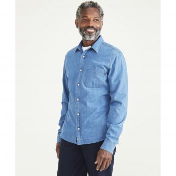 Dockers Men's Long Sleeve Chambray Slim Fit Shirt