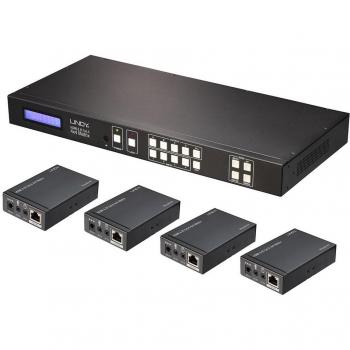 LINDY 50 m 4x4 Matrix 1080p HDMI IR CAT6 Extender with 4 Receivers
