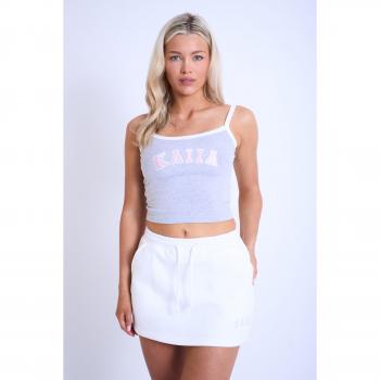Kaiia Contrast Trim Cami Vest Top Grey Marl & Pink UK 14