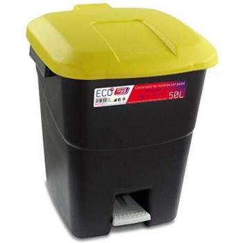 Tayg Tapa Amarilla Contenedor de residuos 50 litros con Pedal, Base Negra