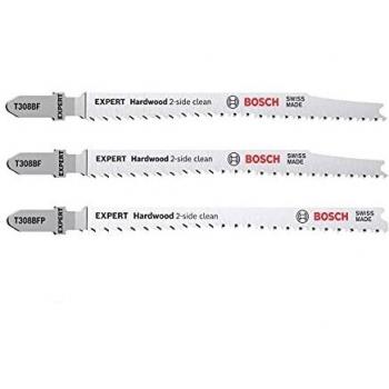 Bosch Professional 3 x Set de hojas de sierra de calar Expert Hardwood 2-Side Clean, para Encimera de cocina, Tableros recubiertos de plástico, Longitud 117 mm, Accesorios Sierra de calar
