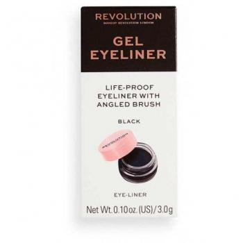 Makeup Revolution Gel Eyeliner Pot with Brush, Shade Black, 3 g