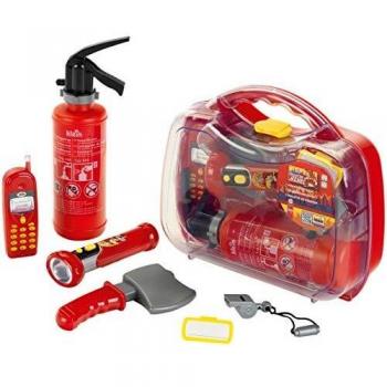 Theo Klein 8984 Maletín de cuerpo de bomberos Fire Fighter Henry | Extintor con función de pulverización, linterna y otros accesorios | Para niños a partir de 3 años