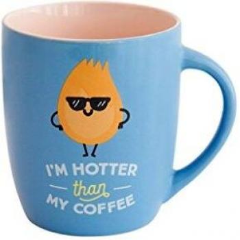 Mr. Wonderful Taza Pastel I'm Hotter Than My Coffee, Porcelana, Azul, 15x15x10 cm, 30 cl
