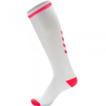 Calcetines Hummel Elite Indoor Altos Unisex Blancos y Rosados 43-45