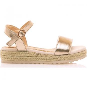 Sandalias Pad dorado Mustang Kids, sandalia yute PAD rosa, alpargatas de niña tipo sandalia en textil con cuña