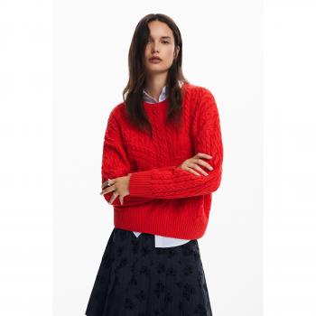 Jersey de mujer Desigual de punto con relieves en color rojo espiga