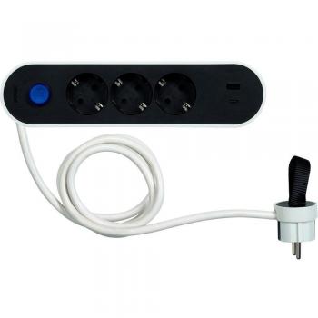 Base Multiple 3 Tomas + 2 USB con interruptor de 1,4 metros