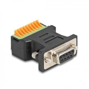 Adaptador D-Sub 9 hembra a bloque de terminales con pulsador (0.03 m) - Negro