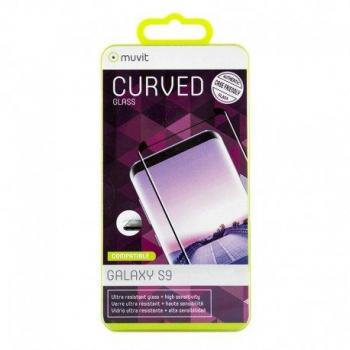 Muvit MUTPG0351 - Protector Pantalla para Samsung Galaxy S9, Vidrio Templado Curvo