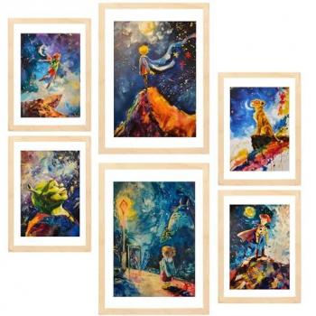 Set de 6 Pósters Infantiles para Decorar Paredes - Ilustraciones A3 y A4 Sin Marco