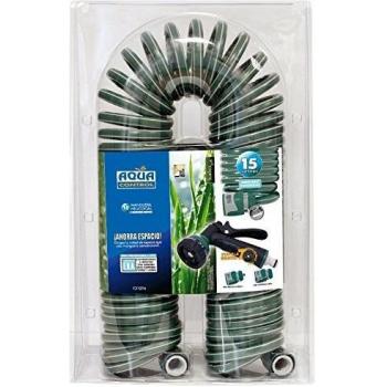Aqua Control C2107N2 Manguera de Jardín con Conexiones Bimateria y Pistola con 7 Formas-15 m, Verde