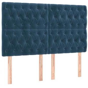 Cabecero de Cama con Luces LED en Terciopelo Azul Oscuro 160x7x118/128 cm