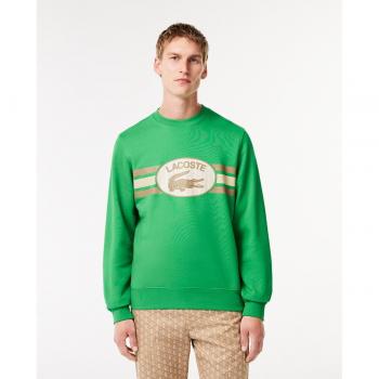 Lacoste Monogram Loose Fit Sweatshirt Green Male Size S