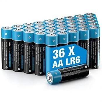 36 Unidades AA Pilas Alcalinas LR6 Baterías de 1.5V, 10 Años Larga Duración para Linternas, Relojes, Mandos a Distancia, Juguetes