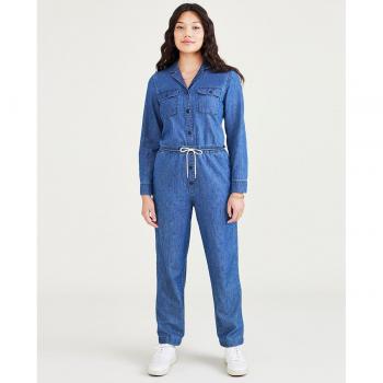 Mono de mujer Dockers con diseño moderno, tejido ligero y transpirable, ajuste cómodo, múltiples bolsillos, cierre frontal con botones y tirantes ajustables