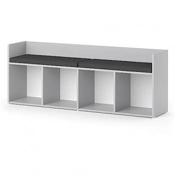 Estante Infantil Luigi, Blanco y Gris Claro, 107.2 x 88.6 cm y 142.4 x 53.4 cm, 4 Compartimentos Organizador Multifuncional para Juguetes y Libros
