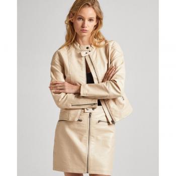 Cazadora Pepe Jeans Stazie Beige con Cuello Mao para Mujer