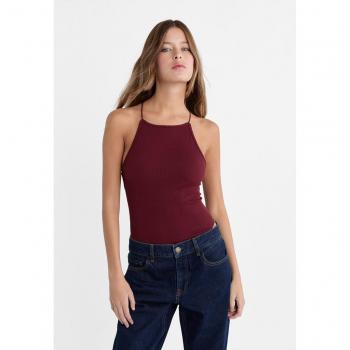 Burgundy Seamless Bodysuit with Criss-Cross Back XL