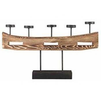 Candelabro de madera de pino con elementos metálicos estilo moderno Guatemala Beliani