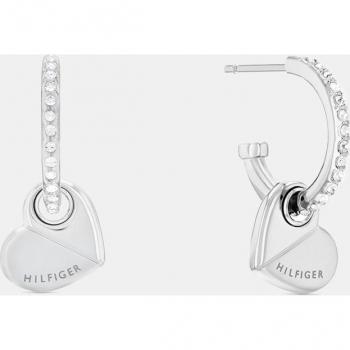 Pendientes de aro Tommy Hilfiger Love Family de acero inoxidable y cristal para mujer