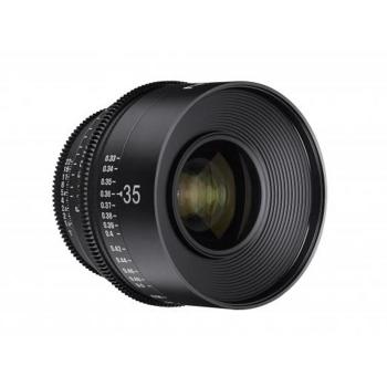 XEEN 35mm T1.5 Cine Lens para cámaras Sony E, apertura T1.5, diseño óptico de cine, enfoque manual, construcción robusta y ligera, ideal para grabaciones de video profesionales