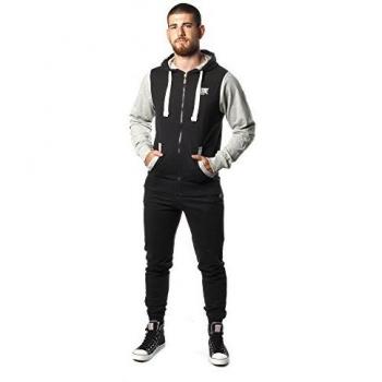 LEONE - Chándal de Hombre con Capucha y Cremallera 1947 Apparel - Gris Mel-Negro